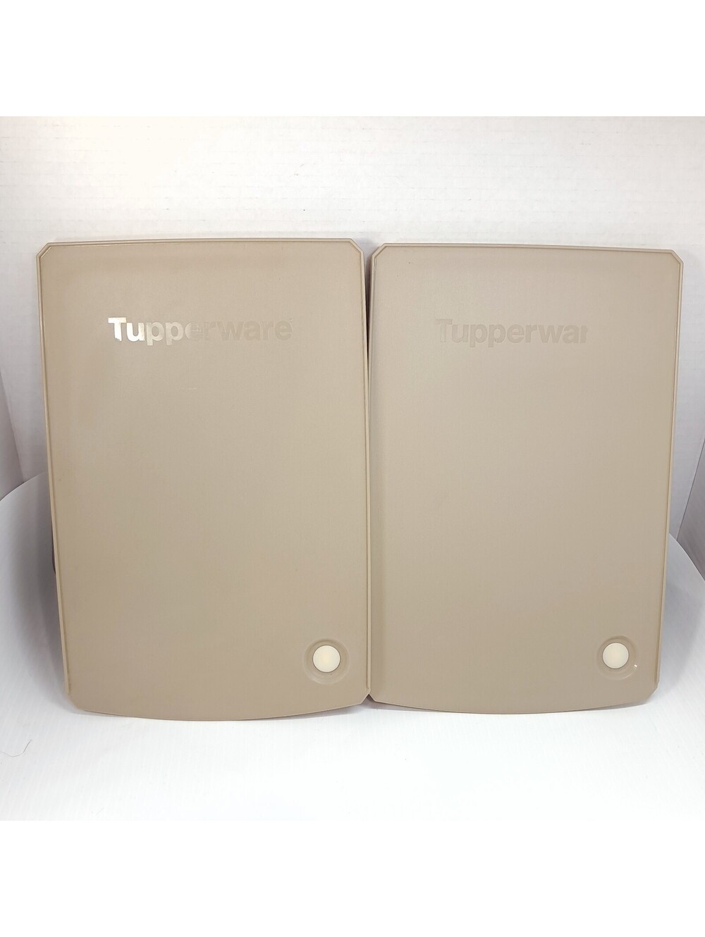Tupperware Shelfsmart Set 2 Almond Lid Cover 5321A-2 5321A-3 5321 Tan Brown